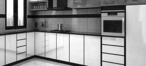 Aluminium cabinets in kitchen